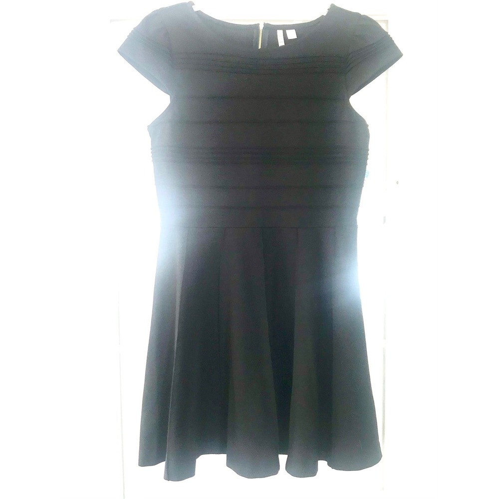 ELLE Black Cap Sleeve Fit‎ Flare Dress Size 10